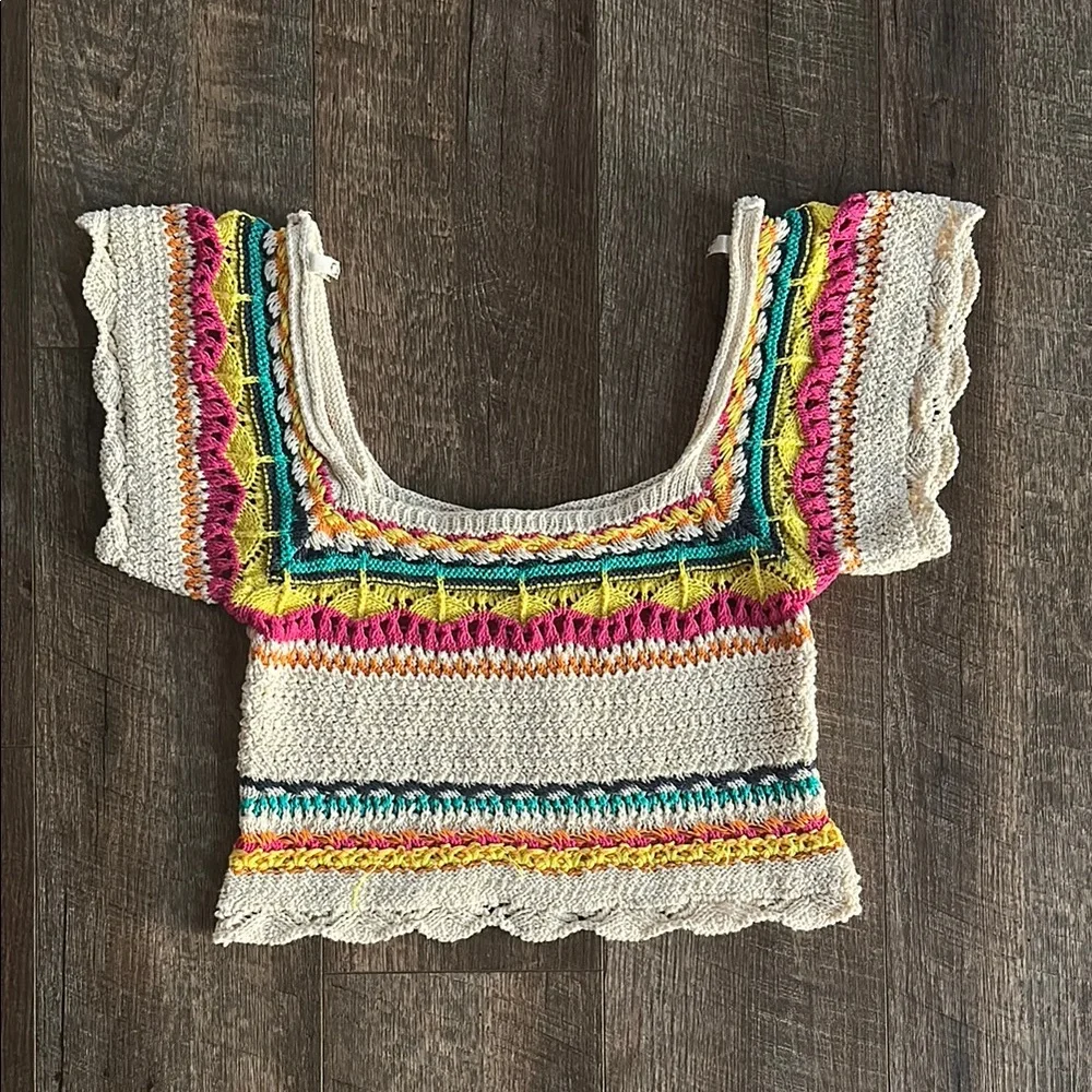 Zara Multicolor Crochet Top - Picture 2 of 8